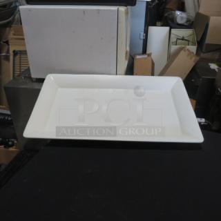 BON CHEF Ivory Sandstone Cast Aluminum Platter, Model 5056, 21x13 inches, full size, excellent condition.