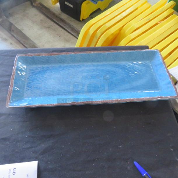Ardesia Melamine Platter, 19x8 inches, blue with a textured finish. Appears in good condition.