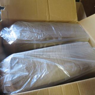 Box of paper boats packaged in plastic inside an open cardboard case. New condition, suitable for bulk use.