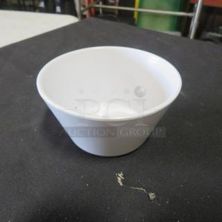 Yanco 8oz melamine bouillon/salsa cup, white, good condition, no visible markings or labels, durable material.