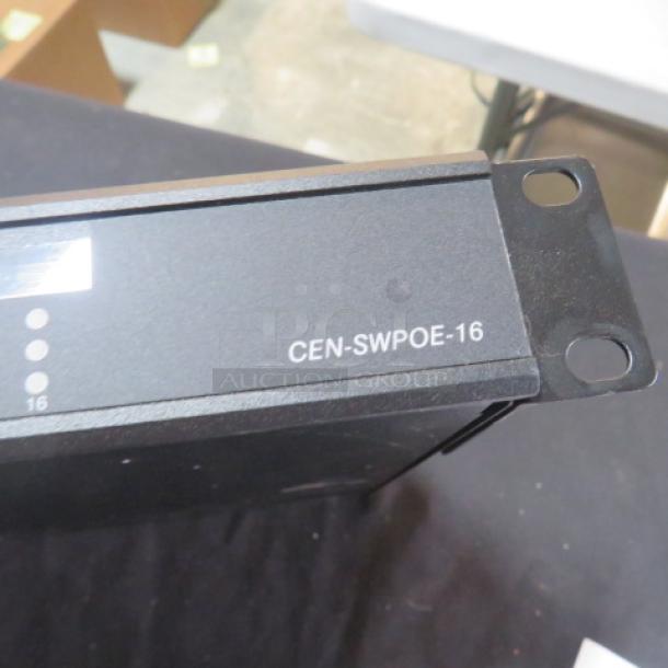 Crestron 16 Port Ethernet Switch, Model CEN-SWPOE-16. In good condition. Visible model number marking.