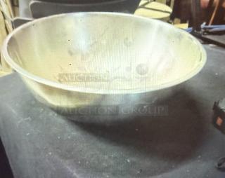 16-inch stainless steel mixing bowl, lightly used, with a visible "Auction" marking on the side.