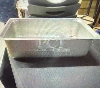 Full-size 6-inch deep hotel pan, stainless steel, good condition, marked with "PCT Auction Group" logo.