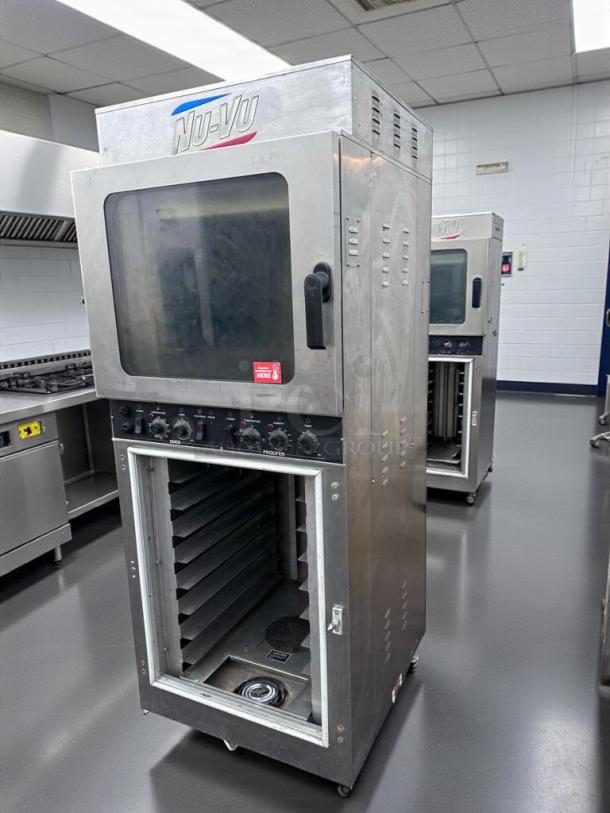 Nu-Vu OP-4/8M commercial oven-proofer combo in excellent condition. 208V, ETL & NSF listed, fully operational, with control knobs.