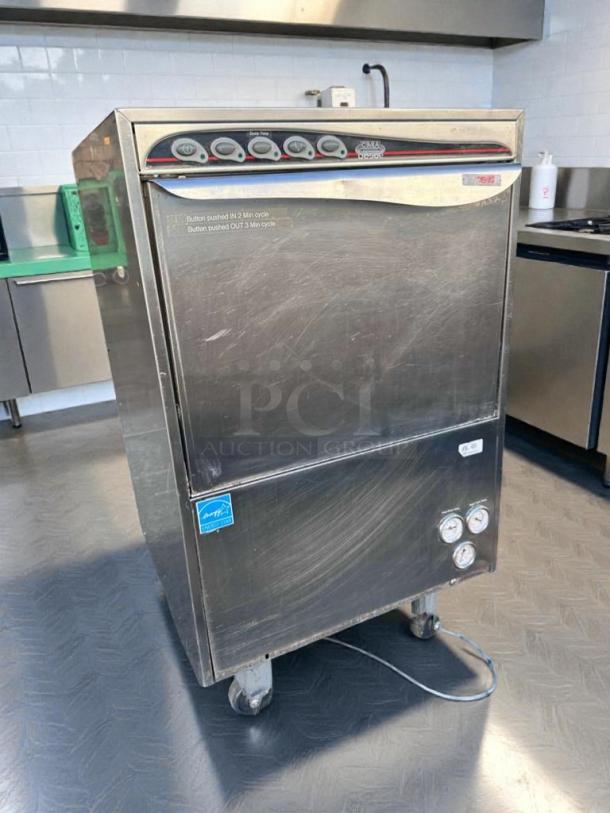 Krono DUPLA 50 USA undercounter dishwasher, stainless steel, premium condition, 220–240V, fully tested, Castel Franco, Italy.