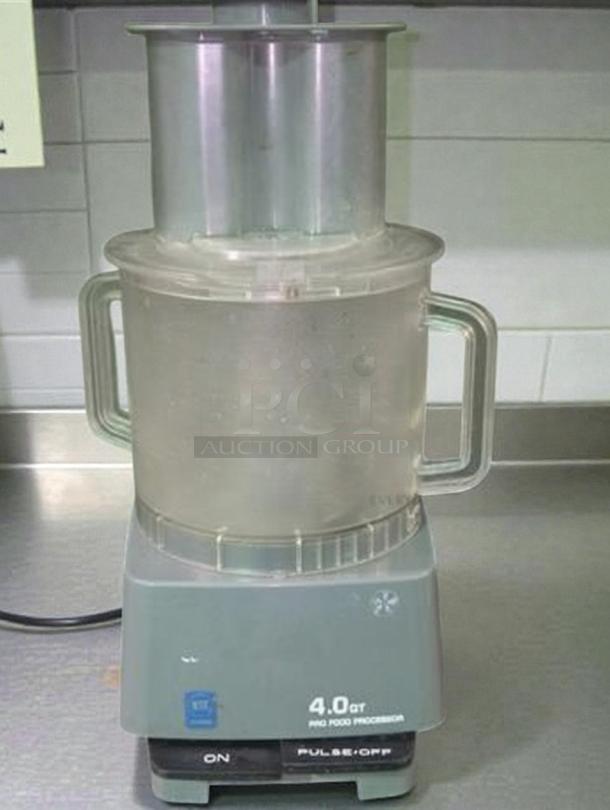Waring FP-10 Commercial Food Processor, 4 Qt, premium condition, UL listed, fully tested, dual handles, control buttons visible.