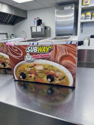 Duke CSW-2-1-AM commercial soup warmer with two wells in excellent condition, featuring Subway branding, UL listed.