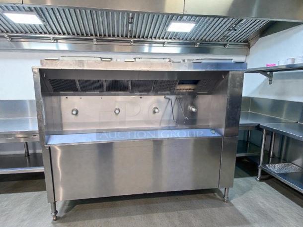 Stainless steel CaptiveAire Commercial Type I kitchen exhaust hood, 12.5 ft, premium condition, fully tested, model EXH-0467.
