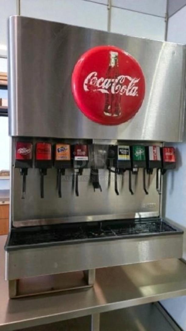 Coca-Cola soda fountain dispenser, model 41930R, in high-grade condition. Stainless steel, multi-flavor. Fully tested.