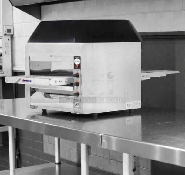 Omcan TS-7000 conveyor toaster oven, superior condition, UL listed, 208V, fully tested, stainless steel, operational.
