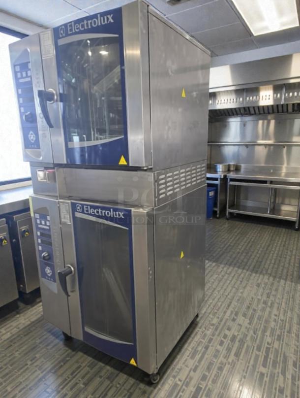 Electrolux Professional AOS061GAP1 stacked combi oven, like-new, gas, UL listed, fully tested, stainless steel, visible control panels.