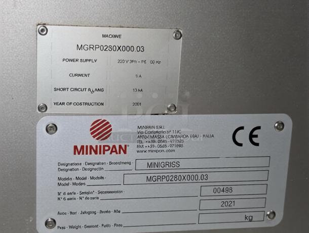 Stainless steel Minipan MINIGRISS breadsticks shaper, model MGRP0230X000.03, fully operational, superior condition.