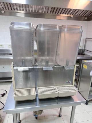Crathco D35-4 triple bowl refrigerated beverage dispenser, exceptional condition, NSF & UL listed, fully tested, 115V.