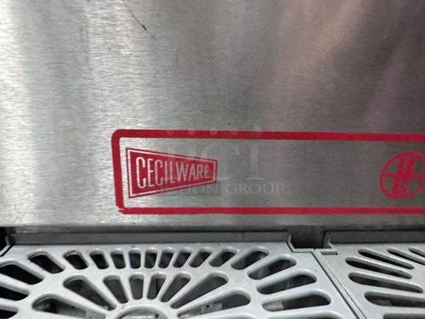 Cecilware logo on stainless steel surface of Ugolini Dual Slush Dispenser, NSF & UL listed, outstanding condition.
