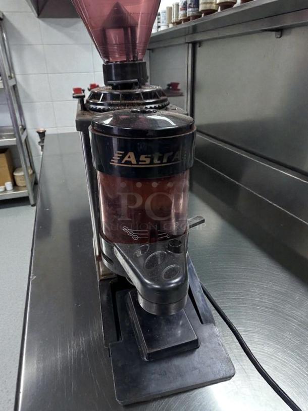 Astoria commercial espresso coffee grinder, premium condition, UL listed, model AST-M-GRD-0488, fully tested, 115V.