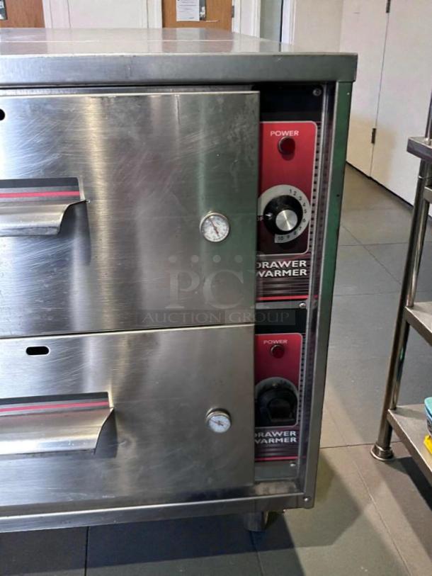 Stainless steel WITCO double drawer warmer, NSF listed, fully tested, top-tier condition, model WIT-M-WARM-0489.