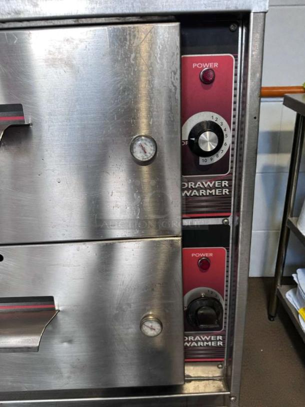 WITCO Commercial Double Drawer Warmer, stainless steel, NSF listed, with temperature dials and visible power indicators.