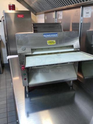 Somerset CDR-2000 dough roller/sheeter, outstanding condition, commercial countertop model. 115V, ETL & NSF listed, fully tested, with visible brand label and warning tag.