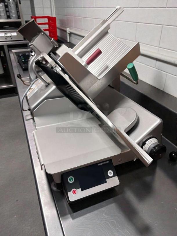 Bizerba GSP HD P-21 commercial deli slicer, exceptional condition, 120V ETL listed, fully operational, touchscreen controls.