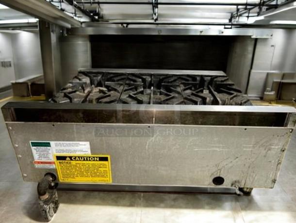Wolf AHP636 36" gas hotplate, 6 burners, stainless steel, natural gas, excellent condition, tested & working.