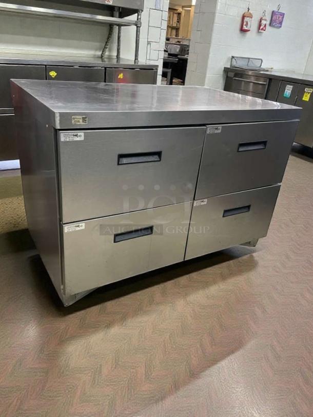 Delfield UCD4448N undercounter refrigerator with four drawers, pristine condition, fully tested, 115V, single phase.