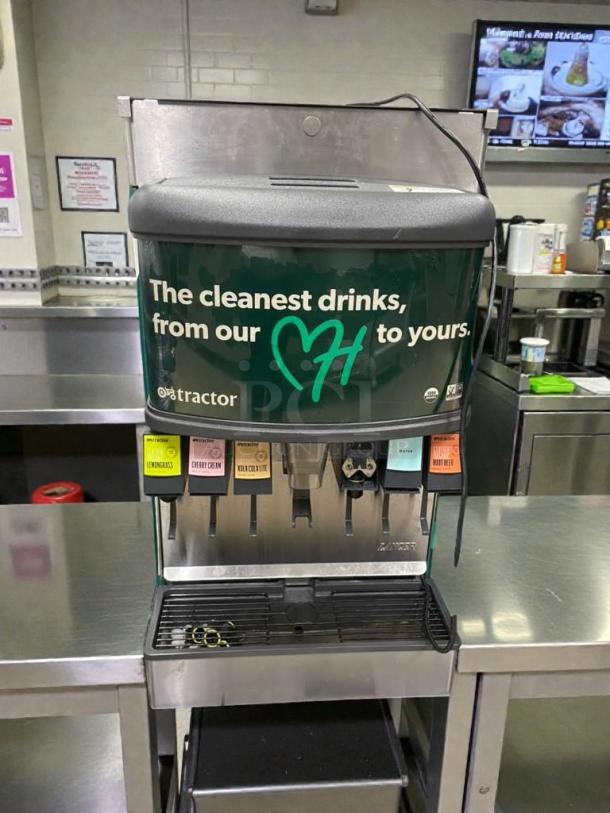 Flawless Tractor Beverage Juice Dispenser, 115V, multi-flavor, fully tested, mint condition, branded display.