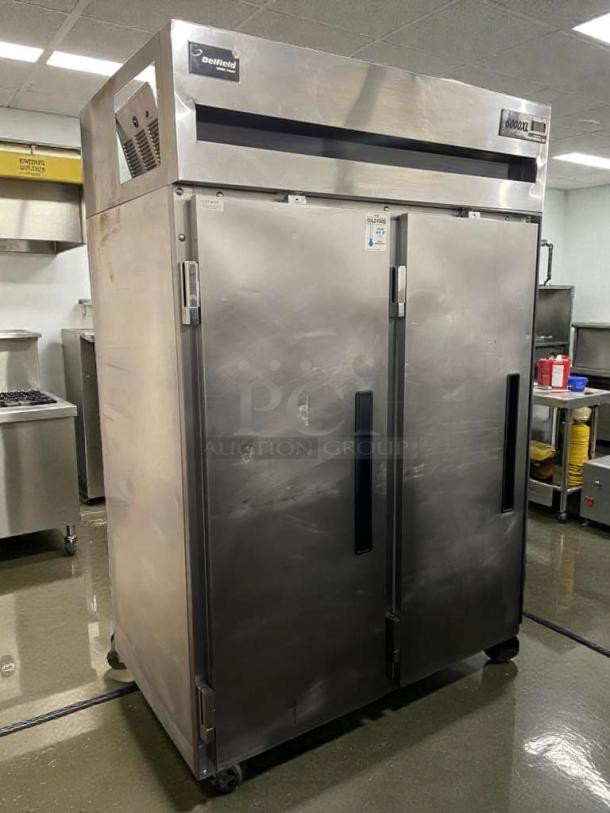 Delfield 6151XL-S15 commercial reach-in refrigerator, stainless steel, dual doors, 115V, refined condition, fully tested.