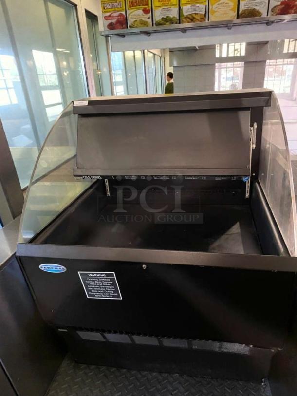 Federal Industries ELPRSS3 BP refrigerated display merchandiser, premium condition, glass front, 120V, tested and working.