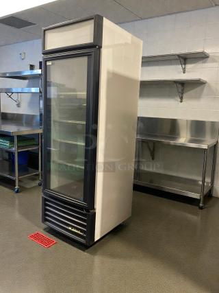 True GDM-23 glass door merchandiser refrigerator, premium condition, 115V, single phase, fully tested, brand logo visible.