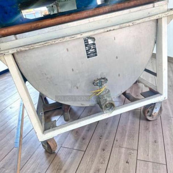 Falcon Commercial Gas Tilting Skillet, premium condition, NSF certified, fully tested, operational, visible label indicates make and model.