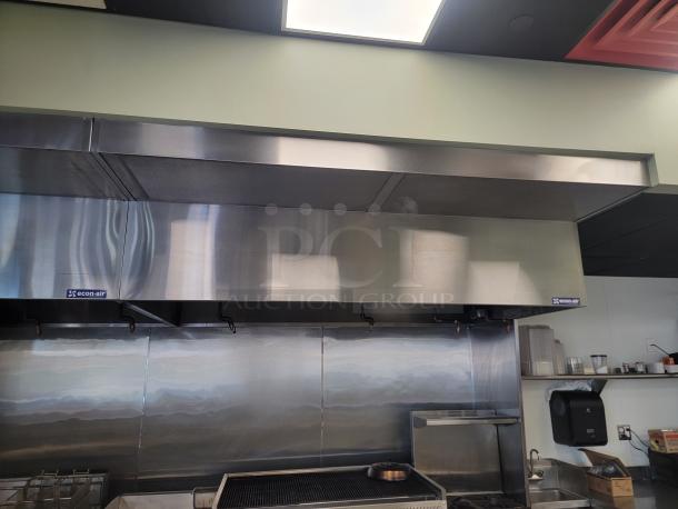 16FT Econ-Air 5424-EX2 commercial kitchen exhaust hood system, stainless steel, excellent condition, professional-grade.