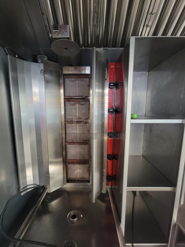 Avantco VB205 dual vertical broilers with stainless steel finish, ideal for gyros and shawarma; professional-grade condition.