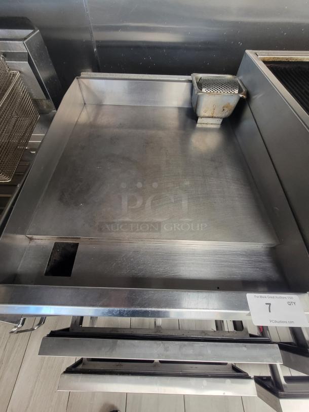 Royal 24" Commercial Gas Griddle, Model RMG-24, polished steel plate, two burners, excellent condition, natural gas.