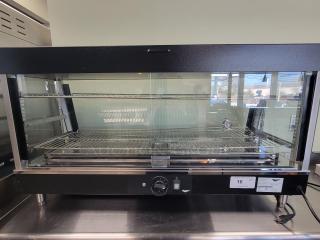 Vollrath HFM-48 Hot Food Merchandiser, sleek black finish, adjustable shelves, temperature controls, clean condition, 48" size.
