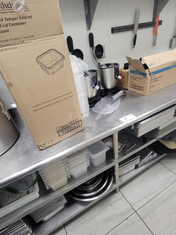 Sapphire Professional Series 9' stainless steel workstation with built-in drawers, double-decker undershelf, and kitchen kit.