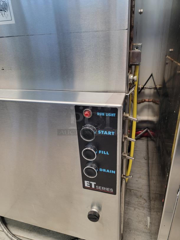 American Dish Service ET-Series commercial dishwasher, stainless steel, three-button interface, great condition.