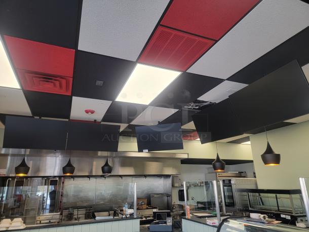 Set of 5 Samsung QM42/LG 42LS commercial-grade digital menu boards. Mounted, perfect condition, ideal for restaurants.