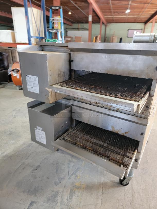 2021 Middleby Marshall PS638G Double Stack Gas Conveyor Oven, ideal for high-volume cooking, in fair used condition, part of the WOW! Impingement PLUS! series.