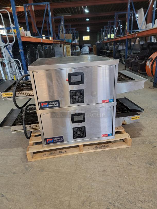 2022 Middleby Marshall CTX DZ33T Double Stack Electric Infrared Conveyor Ovens in excellent condition on wooden pallet.