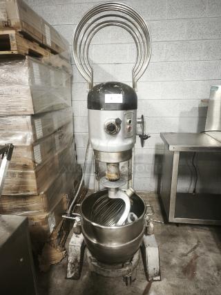 Hobart H-600 60 Qt Mixer, used condition, features large stainless steel bowl, industrial controls, suitable for commercial use.