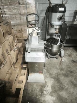 Palazzolo GS-1 cheese shredder with rolling stand, stainless steel, used condition, visible tags, ideal for commercial use.