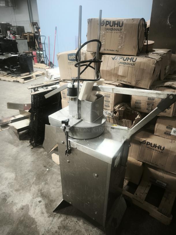 Palazzolo GS-1 cheese shredder on a rolling stand. Metal construction, industrial grade. Visible wear, used condition.