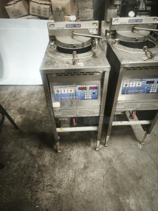 BroasterFryer 1600 Pressure Fryer, industrial-grade, used condition, visible model label, control panel, and pressure gauge.