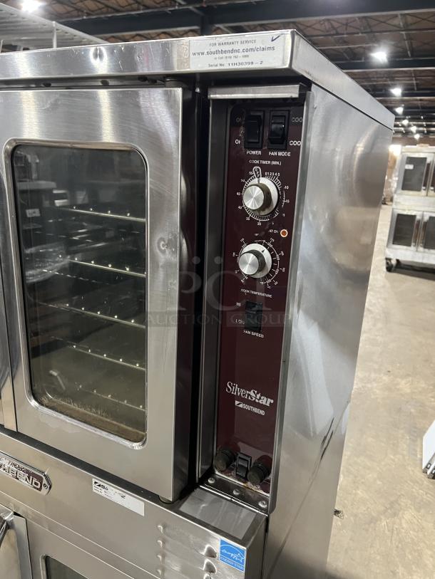 Southbend SilverStar electric convection oven, model SLES20SC, stainless steel, double-stacked, thermostatic controls, Energy Star certified.