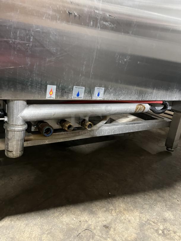 Blodgett BLCT202 commercial stainless steel combi oven, natural gas powered, on legs. Visible labels indicate gas and water connections.