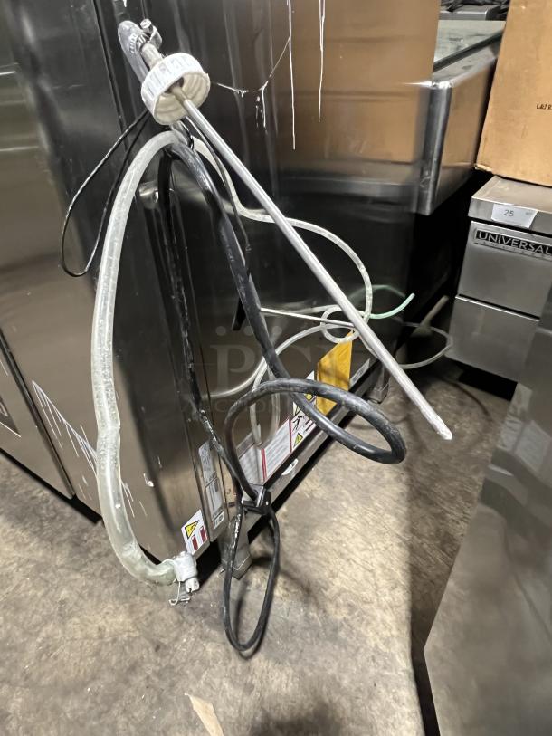 Blodgett BLCT202 commercial stainless steel combi oven, natural gas powered, 120V, 1 phase, on legs, visible hoses, and fittings.