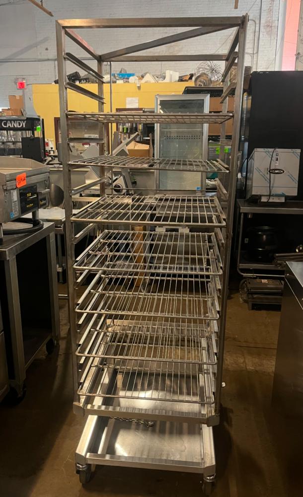 Blodgett BLCT202 commercial combi oven with full-size transport rack, stainless steel, natural gas powered, on legs.