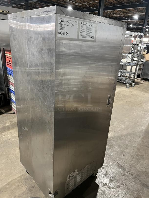 FWE stainless steel heated holding/proofing cabinet, model PH-1826-18, on casters, with built-in pan slides. Serial: 175358001.