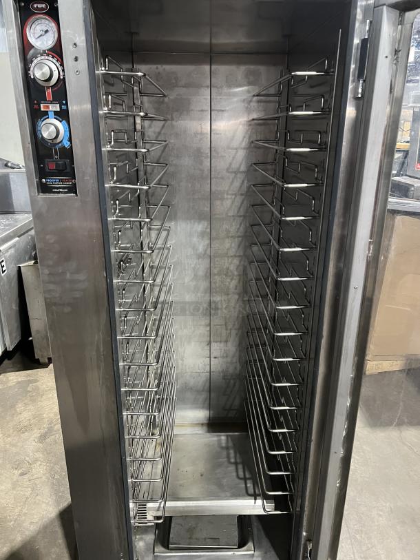 FWE PH182618 commercial heated holding/proofing cabinet, stainless steel, built-in pan slides, on casters, 120V, SN: 175358001.