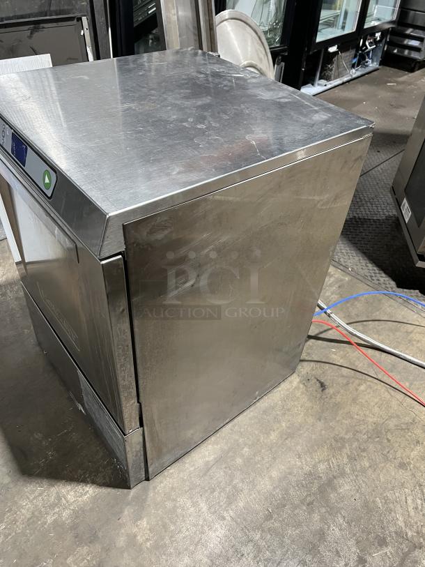 Hobart LXe stainless steel undercounter dishwasher, new body style, includes dish rack. Electric powered, excellent condition.